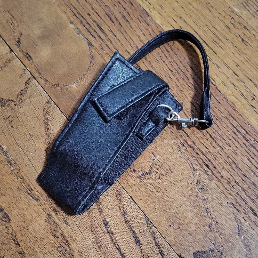 Universal Black Leatherette Phone Holster with Wrist Strap